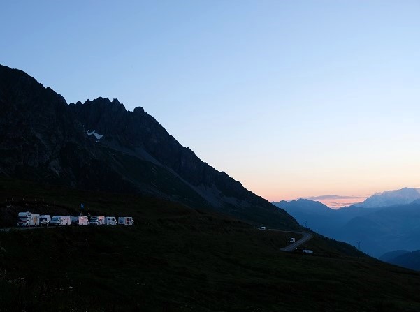 Tour de France in a motorhome - scenic mountain views Tour de France scenic mountain views at sunset