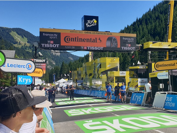 Tour de France in a motorhome - stage finish Tour de France stage finish line Chatel Switzerland