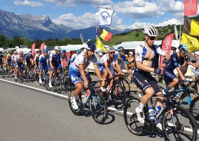 Tour de France cyclists in the mountains Megeve