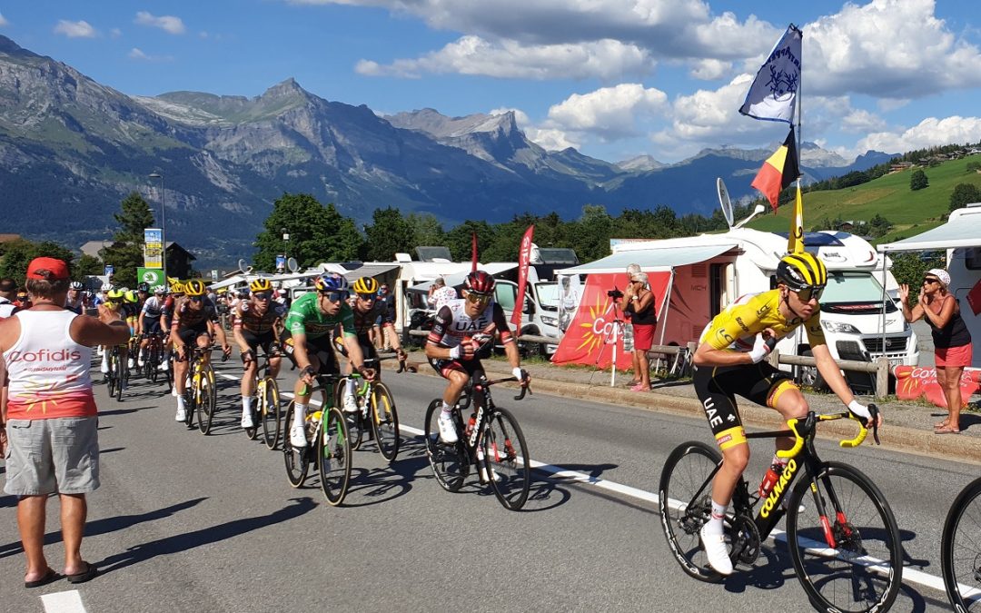 Tour de France cyclists in the mountains - French Alps